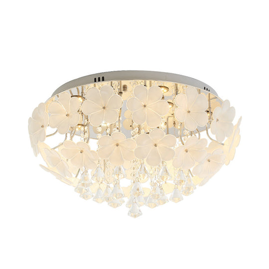Amelia’s Glowing Elegance: Petal Flush Mount Light With Modern Crystal Flai Ceiling Lamp > Led
