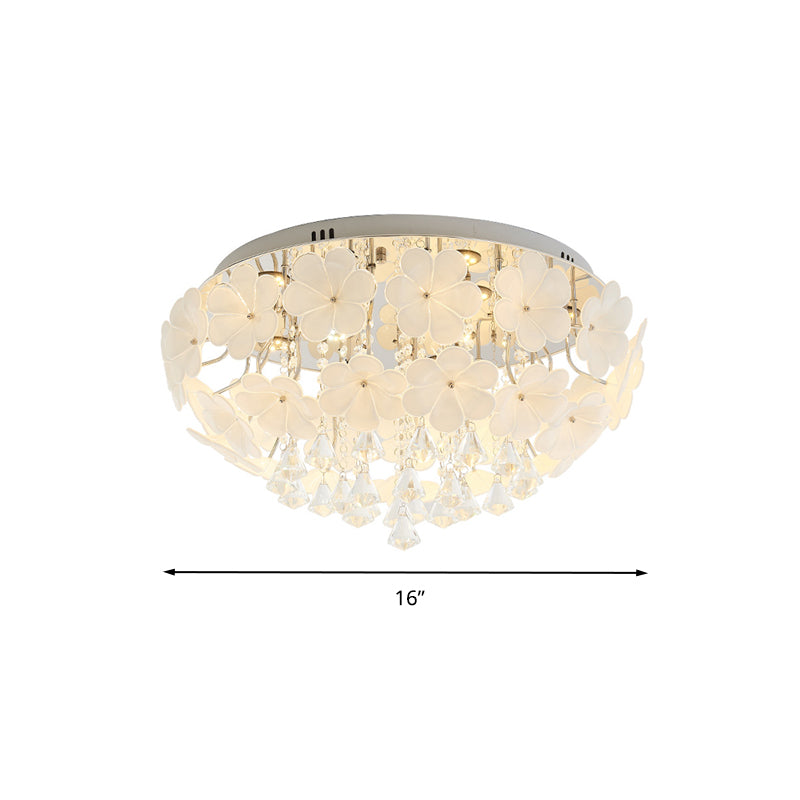 Amelia’s Glowing Elegance: Petal Flush Mount Light With Modern Crystal Flai Ceiling Lamp > Led