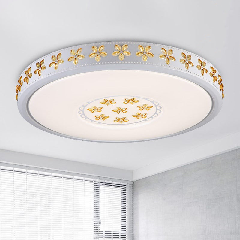 12’/16.5’/20.5’ White Flower Flush Mount Acrylic Led Living Room Light In White/3 Color