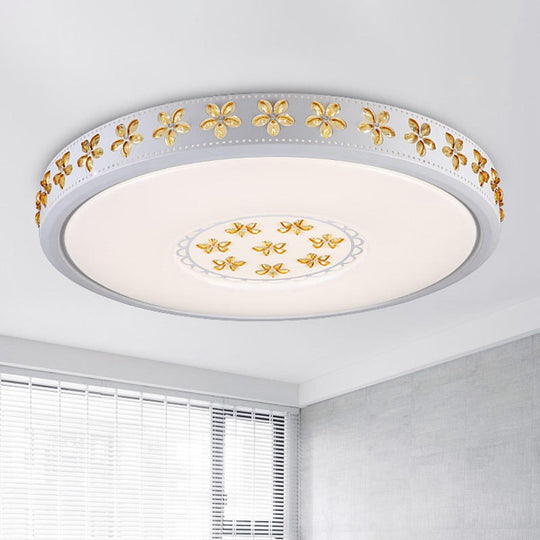 12’/16.5’/20.5’ White Flower Flush Mount Acrylic Led Living Room Light In White/3 Color
