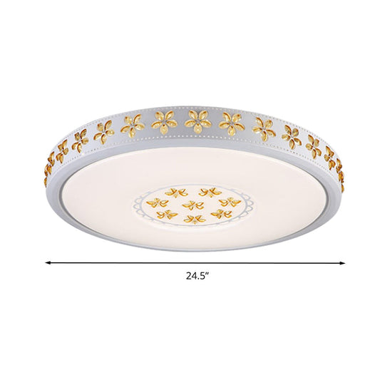12’/16.5’/20.5’ White Flower Flush Mount Acrylic Led Living Room Light In White/3 Color