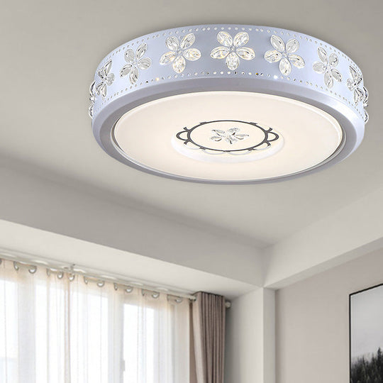 12’/16.5’/20.5’ White Flower Flush Mount Acrylic Led Living Room Light In White/3 Color