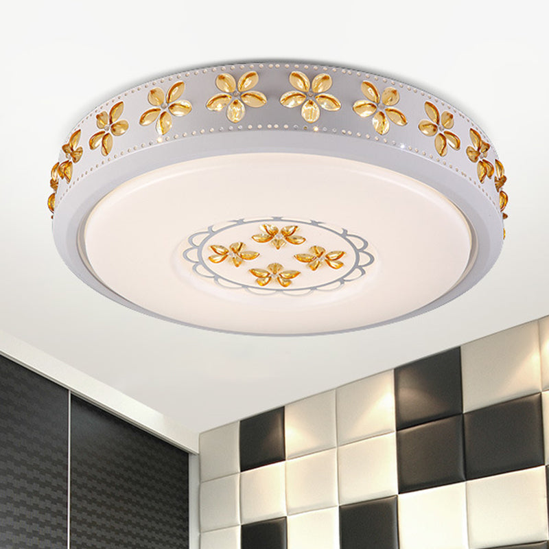 12’/16.5’/20.5’ White Flower Flush Mount Acrylic Led Living Room Light In White/3 Color