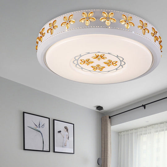 12’/16.5’/20.5’ White Flower Flush Mount Acrylic Led Living Room Light In White/3 Color