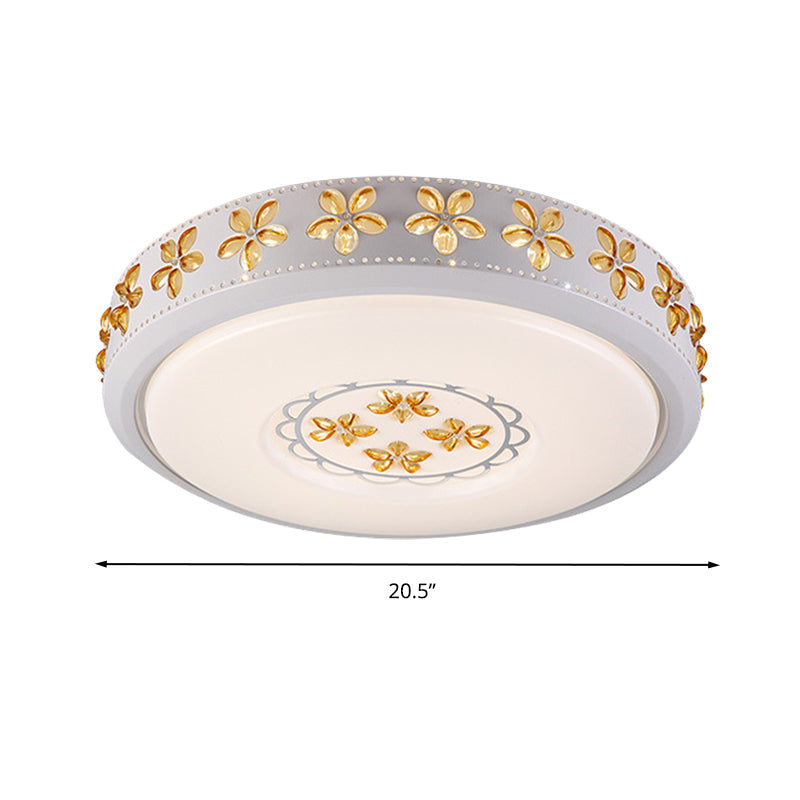 12’/16.5’/20.5’ White Flower Flush Mount Acrylic Led Living Room Light In White/3 Color
