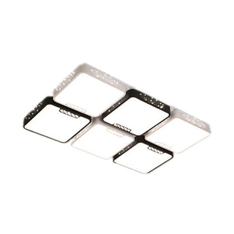 Modern Black And White Ceiling Light Fixture With Acrylic Shade - Choose Warm Or 3 Color 4/6 Lights