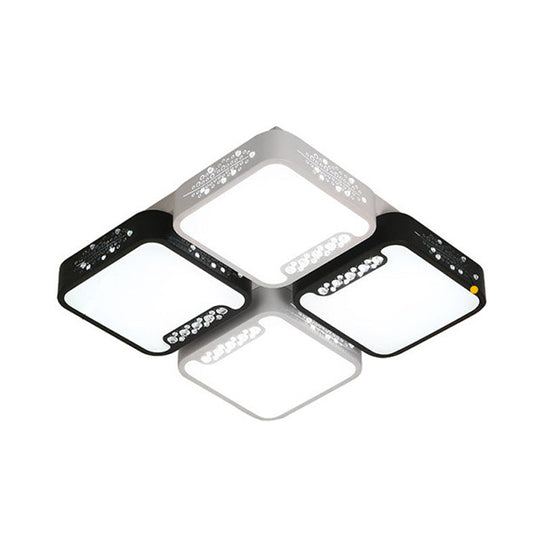 Modern Black And White Ceiling Light Fixture With Acrylic Shade - Choose Warm Or 3 Color 4/6 Lights