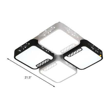 Modern Black And White Ceiling Light Fixture With Acrylic Shade - Choose Warm Or 3 Color 4/6 Lights