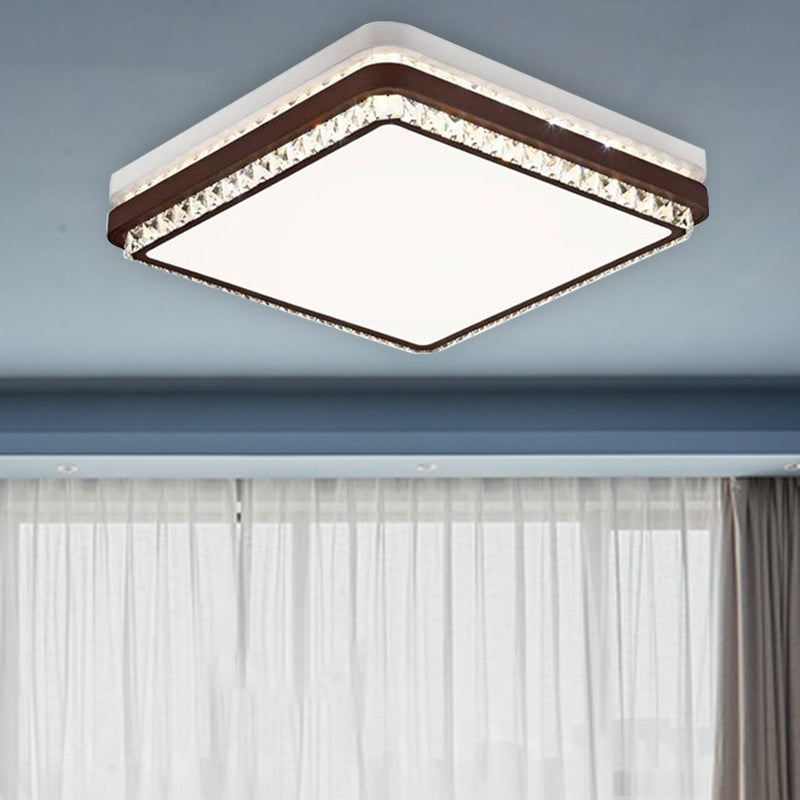 Modern Coffee Led Ceiling Light Fixture For Living Room - Dimmable Remote Control Multiple Shapes &