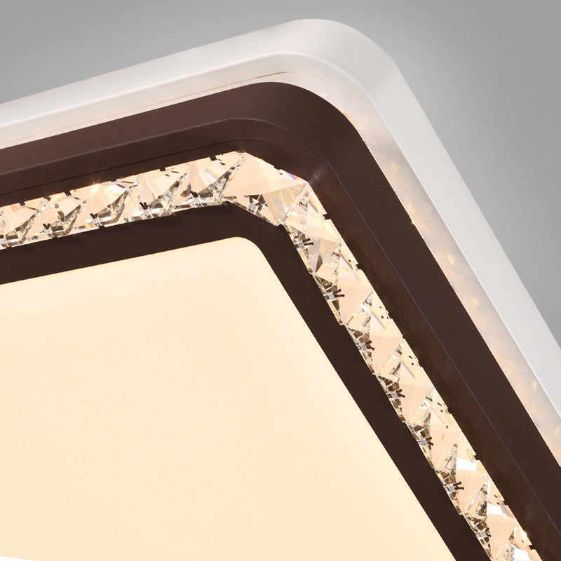 Modern Coffee Led Ceiling Light Fixture For Living Room - Dimmable Remote Control Multiple Shapes &