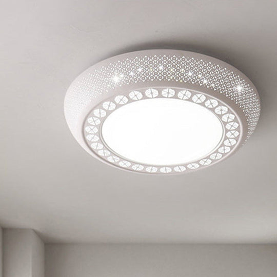 23’/35’ W Flush Mount Led Ceiling Light: Simple Cutout Design Acrylic White Bedroom Lighting In
