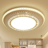 White Round Led Bedroom Flush Light In 21’/25’ With Simple Acrylic Design And 3 Color Options