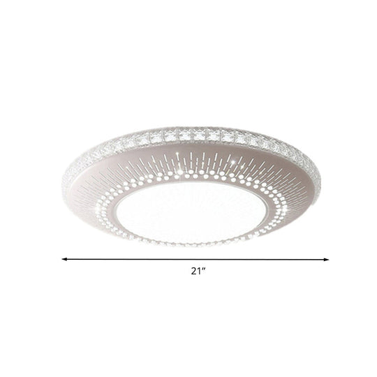 White Round Led Bedroom Flush Light In 21’/25’ With Simple Acrylic Design And 3 Color Options