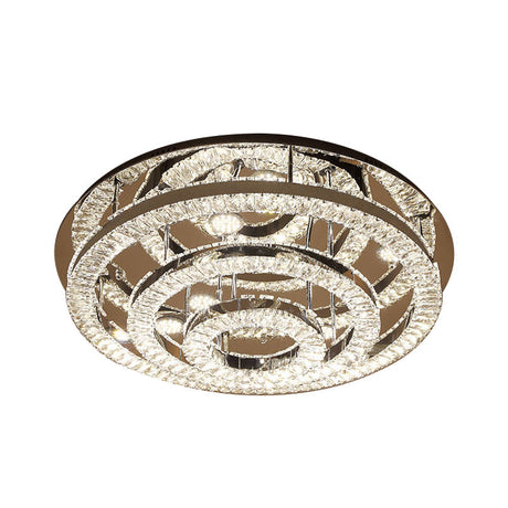 Modern Chrome Crystal Flush Mount Led Ring Light Fixture For Bedroom - 21.5/31.5 Wide