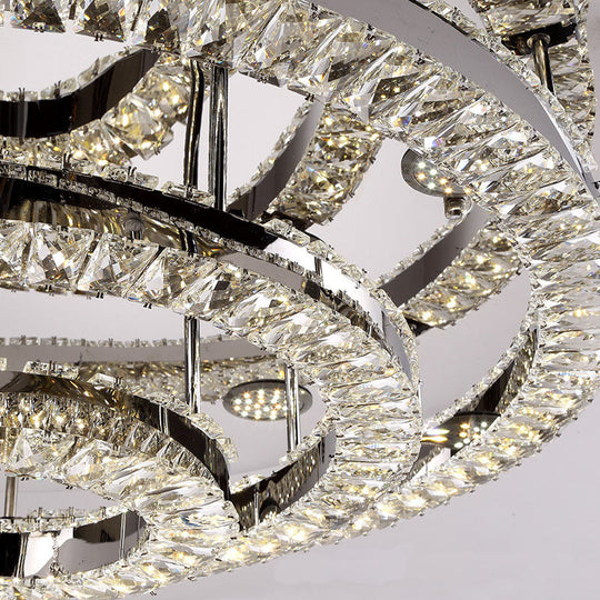 Modern Chrome Crystal Flush Mount Led Ring Light Fixture For Bedroom - 21.5’/31.5’ Wide