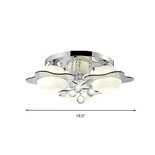 Modern Crystal Ball Flower Ceiling Light Gray Flush Mounted With 3/5/7 Heads In Warm/White