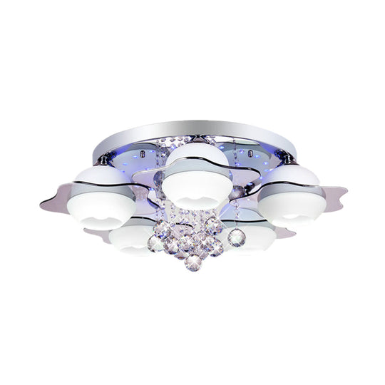 Modern Crystal Ball Flower Ceiling Light Gray Flush Mounted With 3/5/7 Heads In Warm/White