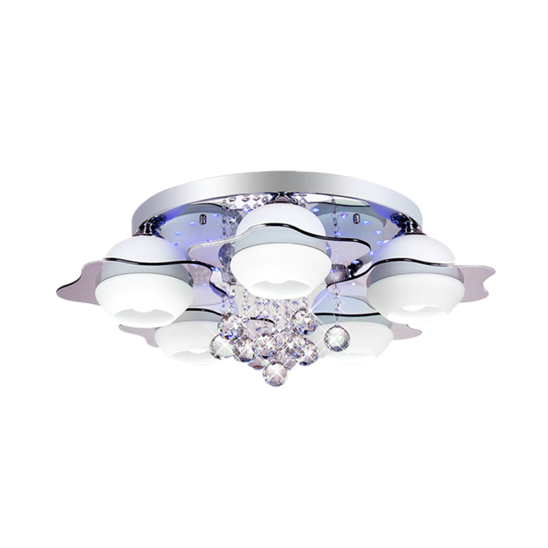 Modern Crystal Ball Flower Ceiling Light Gray Flush Mounted With 3/5/7 Heads In Warm/White