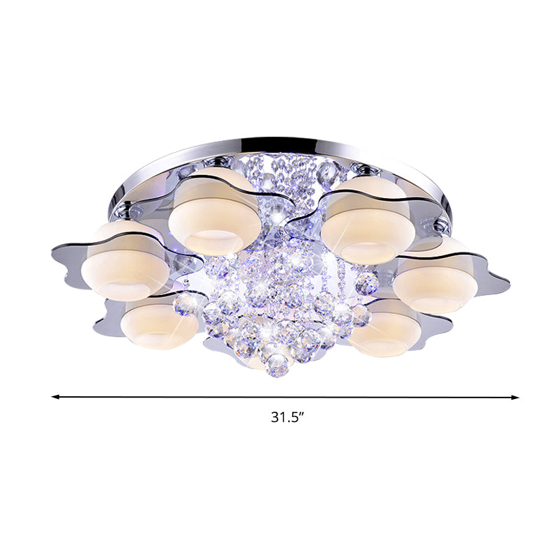 Modern Crystal Ball Flower Ceiling Light Gray Flush Mounted With 3/5/7 Heads In Warm/White