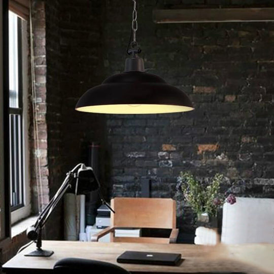 Vintage Style Black/Green Metallic Hanging Lamp With Chain - Indoor Pendant Light Black