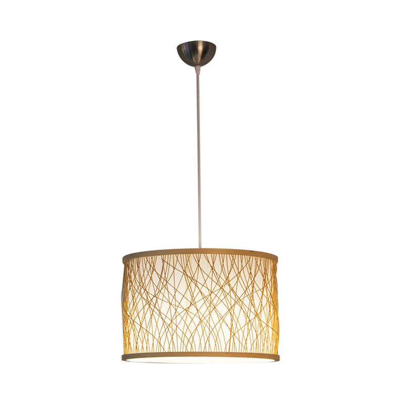 Modern Bamboo Pendant Light With Cylindrical Design And Wood Fixture