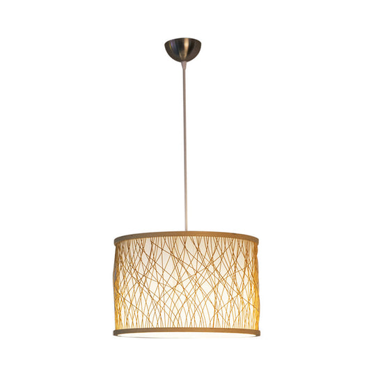 Modern Bamboo Pendant Light With Cylindrical Design And Wood Fixture