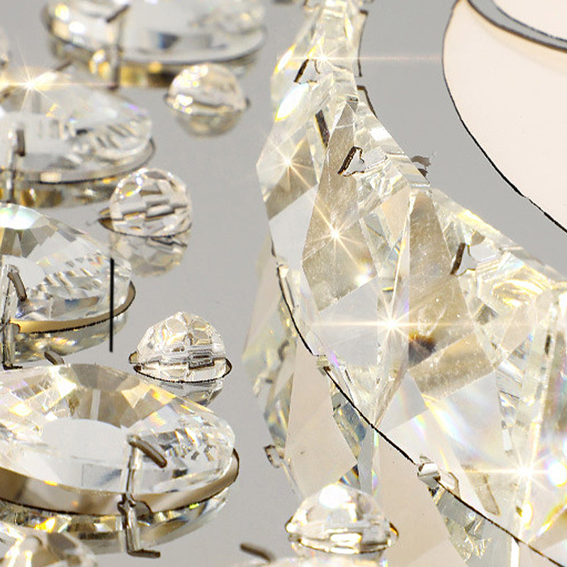 Contemporary White Led Crystal Flush Ceiling Light With Adjustable Brightness