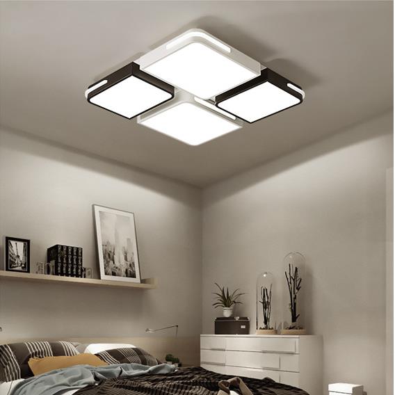 Contemporary Square/Rectangle Acrylic Flush Pendant Light - Led White Mount Lighting