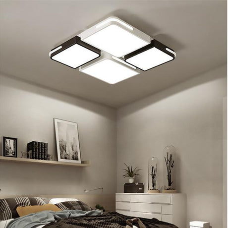 Contemporary Square/Rectangle Acrylic Flush Pendant Light - Led White Mount Lighting (21.5/37.5