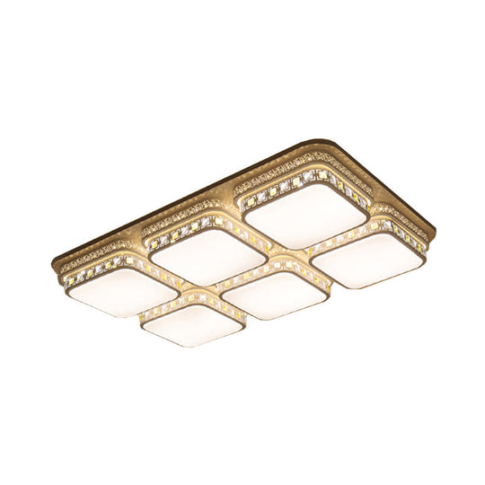 Minimalist Crystal Block Led Ceiling Light - Rectangular Flush Mount In Warm/White/3 Color