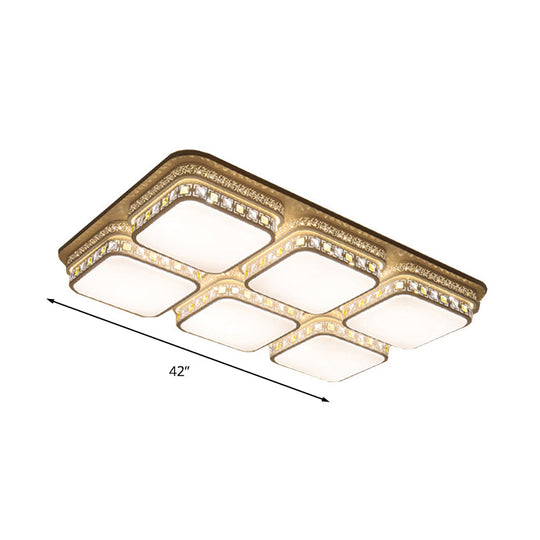 Minimalist Crystal Block Led Ceiling Light - Rectangular Flush Mount In Warm/White/3 Color