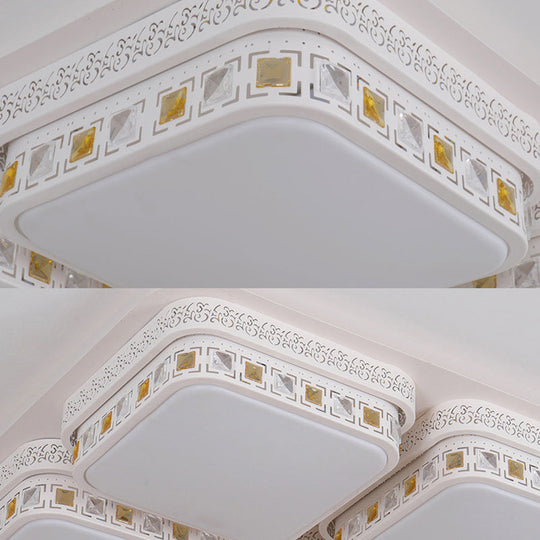 Minimalist Crystal Block Led Ceiling Light - Rectangular Flush Mount In Warm/White/3 Color