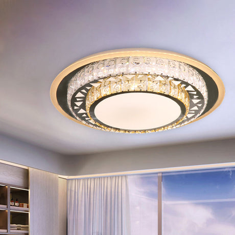 Contemporary Rectangle-Cut Crystal Flush Mount Ceiling Light In White Led Clear / A