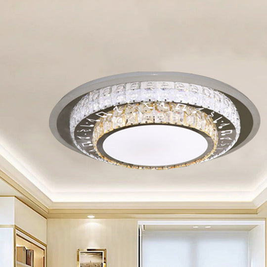 Contemporary Rectangle-Cut Crystal Flush Mount Ceiling Light In White Led
