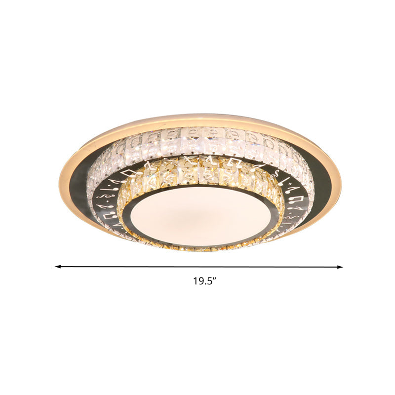 Contemporary Rectangle-Cut Crystal Flush Mount Ceiling Light In White Led