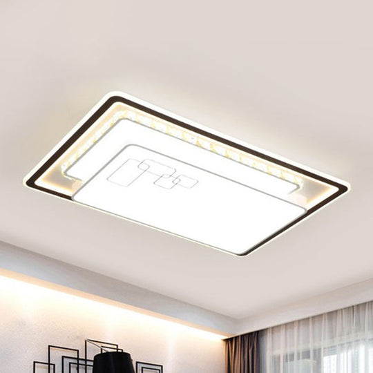 Modern Rectangle Led Ceiling Light With Acrylic And K9 Crystal