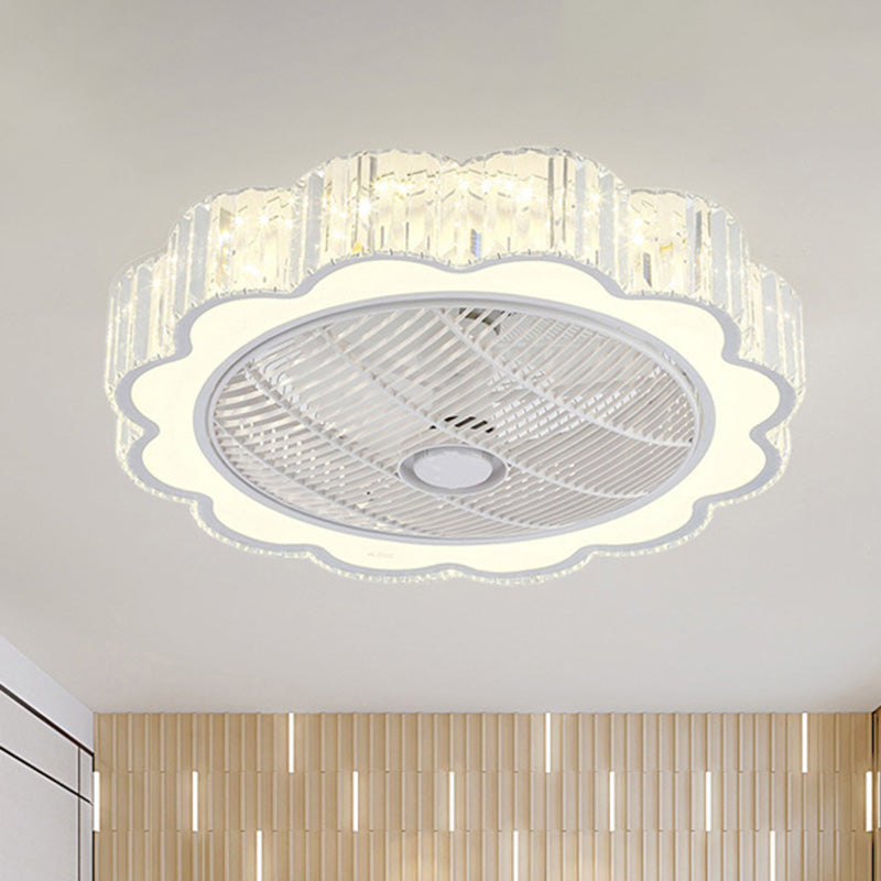 Simple Led Scalloped Crystal Flush Ceiling Light For Bedroom - White 3 Color