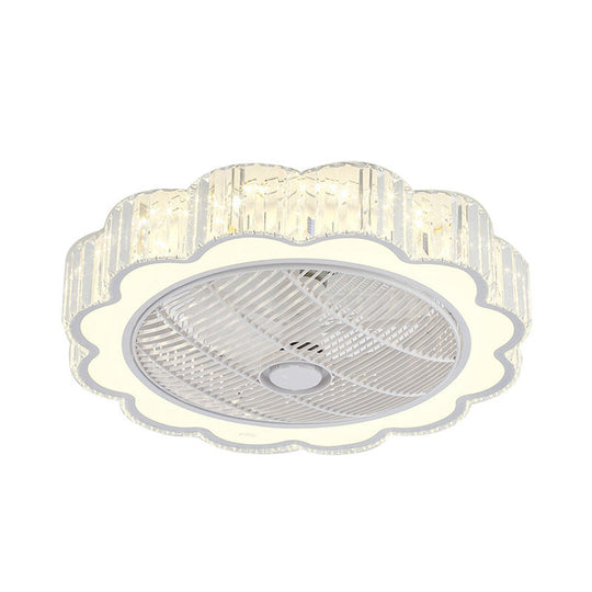 Simple Led Scalloped Crystal Flush Ceiling Light For Bedroom - White 3 Color