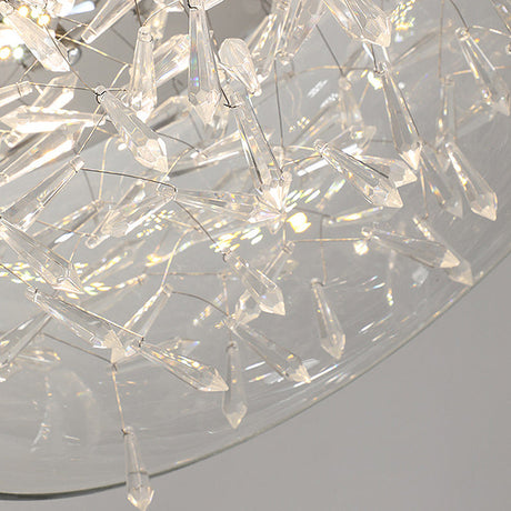 Curved Drum Crystal Led Flush Mount Ceiling Light Fixture In Warm/White 16/19.5 Wide