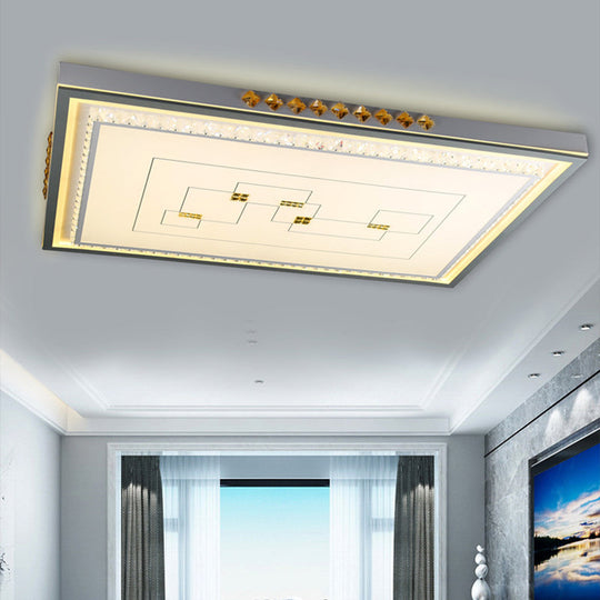 Contemporary Led Ceiling Light - Acrylic White Flush Mount Remote Control Stepless Dimming 3 Color