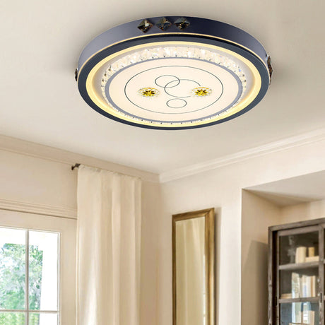 Contemporary Led Ceiling Light - Acrylic White Flush Mount Remote Control Stepless Dimming 3 Color