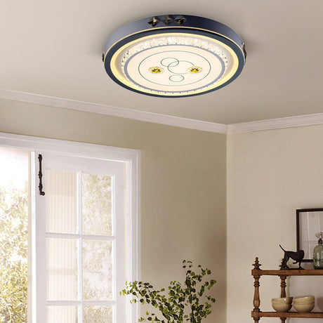 Contemporary Led Ceiling Light - Acrylic White Flush Mount Remote Control Stepless Dimming 3 Color