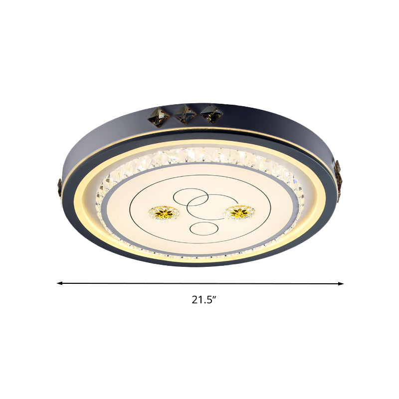 Contemporary Led Ceiling Light - Acrylic White Flush Mount Remote Control Stepless Dimming 3 Color