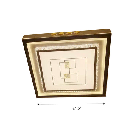 Contemporary Led Ceiling Light - Acrylic White Flush Mount Remote Control Stepless Dimming 3 Color