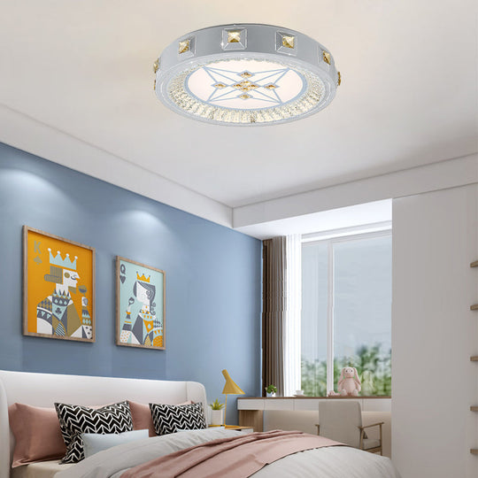 Modern Crystal Led Ceiling Light With Remote Control And Stepless Dimming - White Stylish