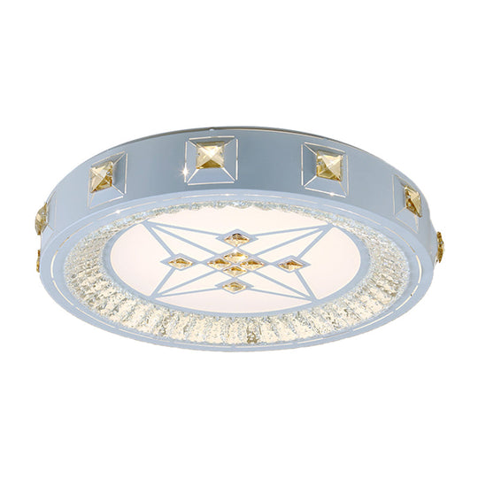 Modern Crystal Led Ceiling Light With Remote Control And Stepless Dimming - White Stylish