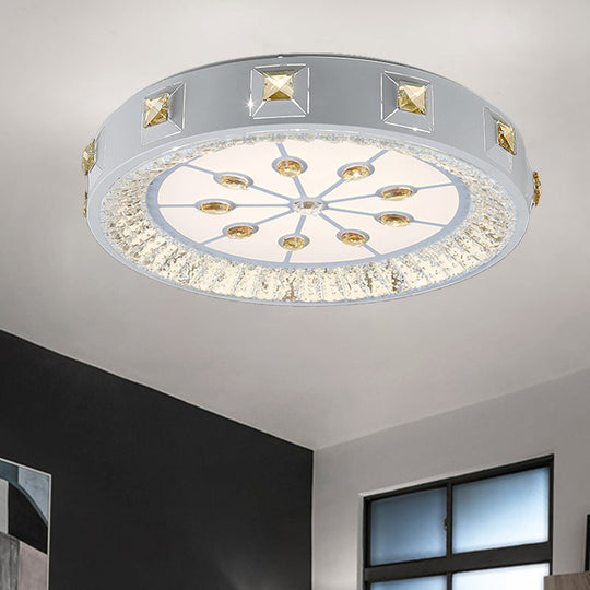 Modern Crystal Led Ceiling Light With Remote Control And Stepless Dimming - White Stylish
