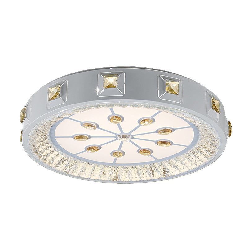 Modern Crystal Led Ceiling Light With Remote Control And Stepless Dimming - White Stylish