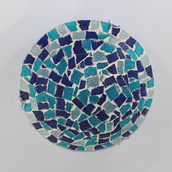 Tiffany Style Stained Glass Round Ceiling Light Fixture - 12/16 Diameter Flush Mount With Shell