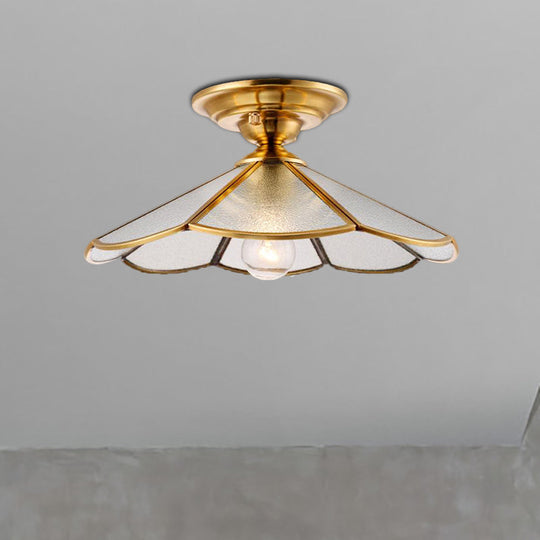 Scalloped Foyer Flush Mount Ceiling Light Fixture With Brass Finish - 12’/16’ Diameter / 12’